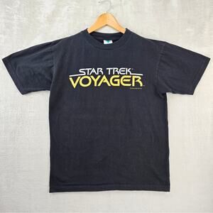 Vintage Star Trek Voyager Shirt Mens Large Black 90s Tour Champ 1994 Tv Series